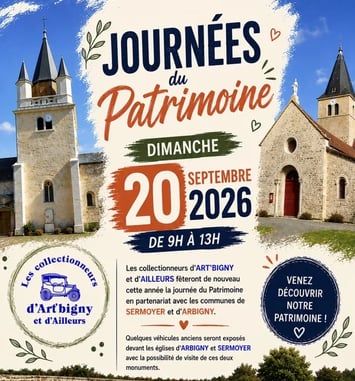 Petite exposition de véhicules anciens devant l'église d'Arbigny