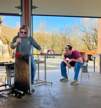 Démonstration de verre soufflé